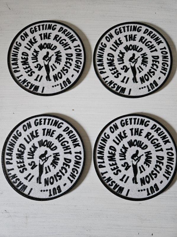 Dave Matthews Inspired 3D Printed Coaster Set with Holder | Set of 4 | Music Lover Gift | Home Bar Decor