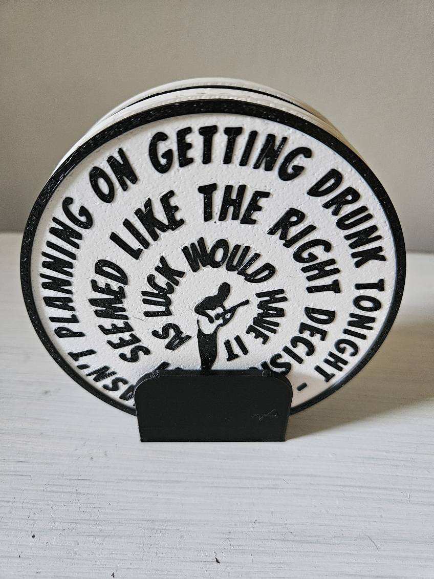 Dave Matthews Inspired 3D Printed Coaster Set with Holder | Set of 4 | Music Lover Gift | Home Bar Decor