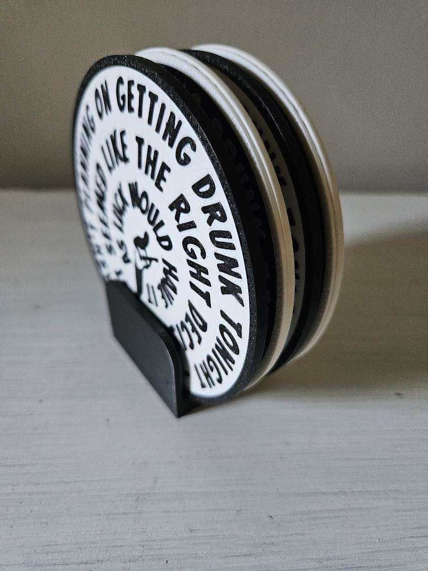 Dave Matthews Inspired 3D Printed Coaster Set with Holder | Set of 4 | Music Lover Gift | Home Bar Decor