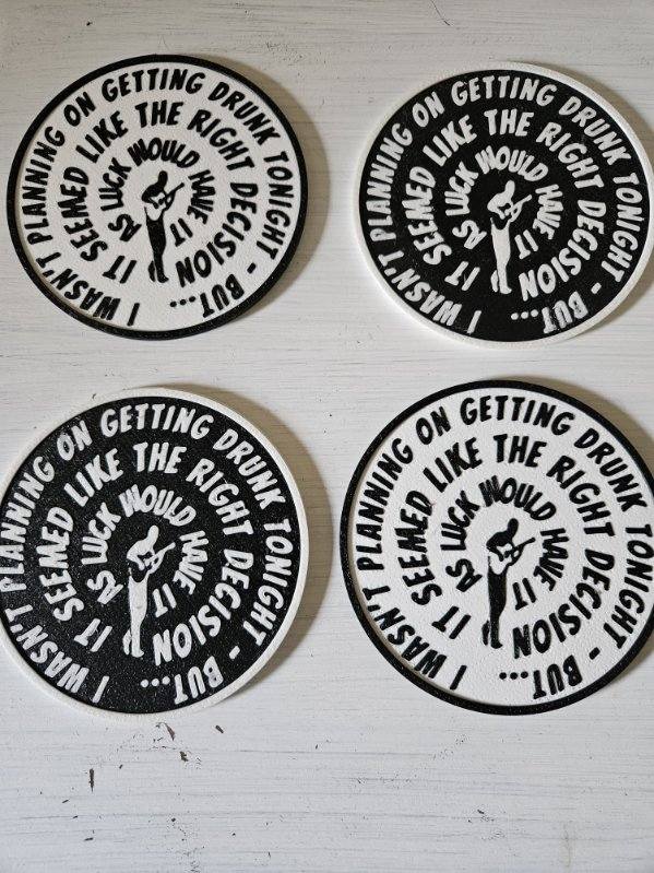 Dave Matthews Inspired 3D Printed Coaster Set with Holder | Set of 4 | Music Lover Gift | Home Bar Decor