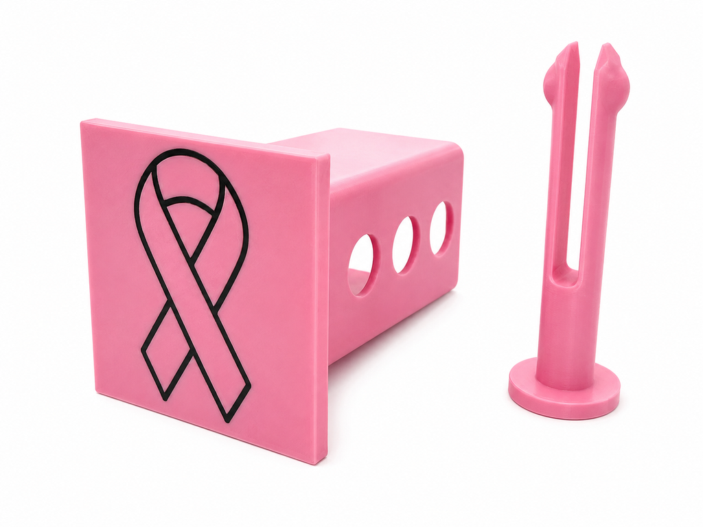 Breast Cancer Awareness Hitch Cover | Pink Ribbon Trailer Hitch Cover | Fits 2-Inch Receivers | ASA 3D Printed | Hitch Pin Included