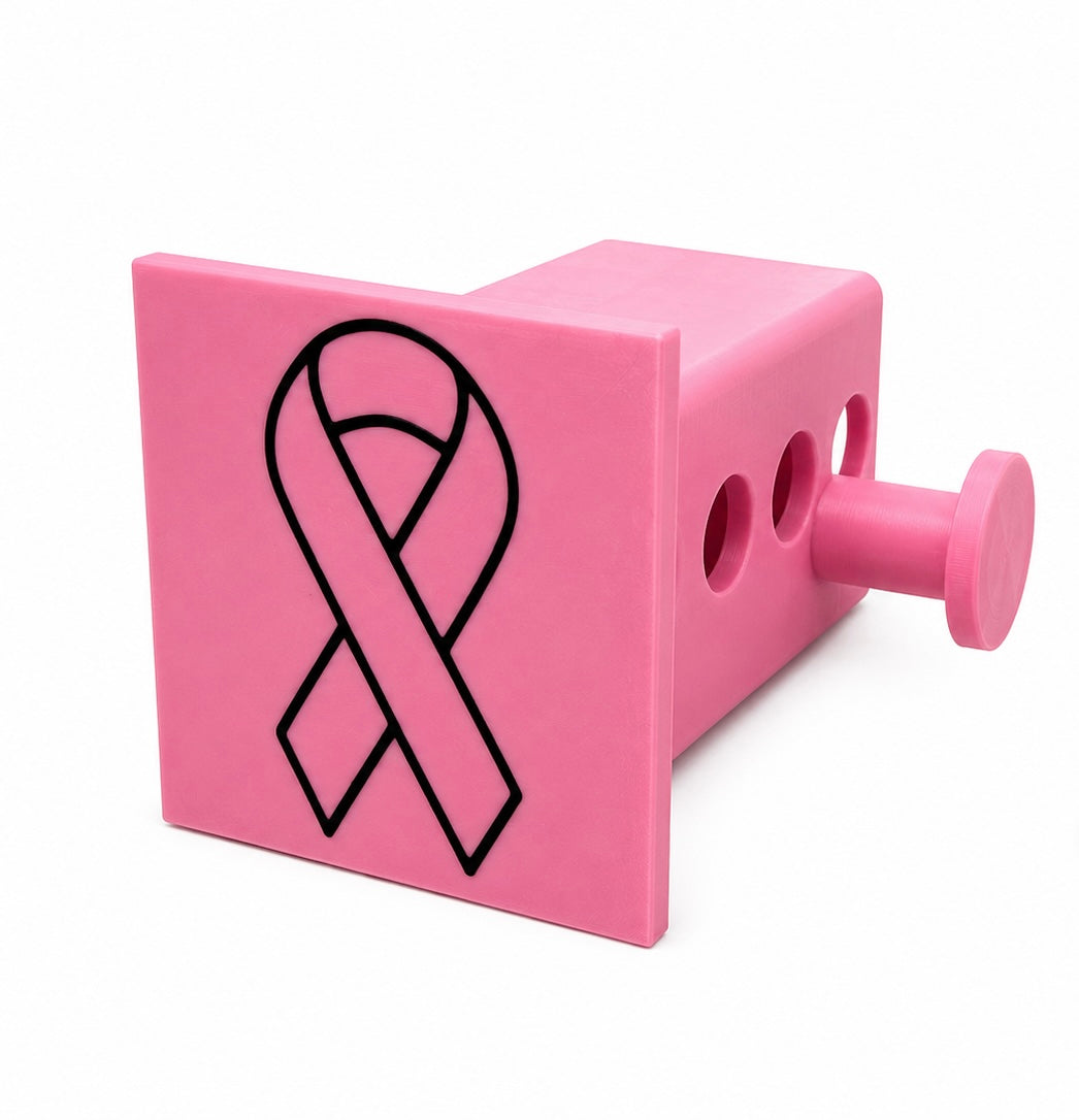 Breast Cancer Awareness Hitch Cover | Pink Ribbon Trailer Hitch Cover | Fits 2-Inch Receivers | ASA 3D Printed | Hitch Pin Included