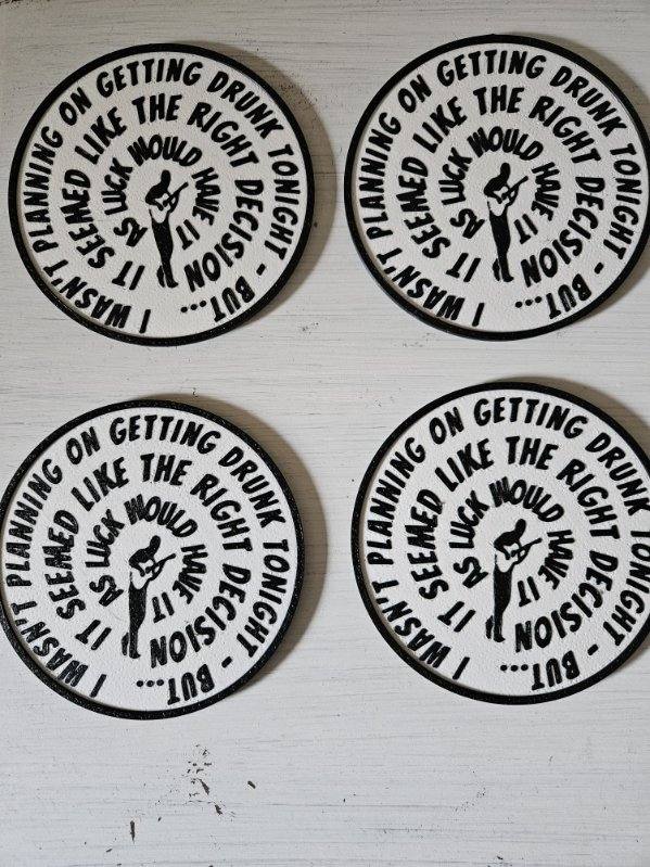 Dave Matthews Inspired 3D Printed Coaster Set with Holder | Set of 4 | Music Lover Gift | Home Bar Decor