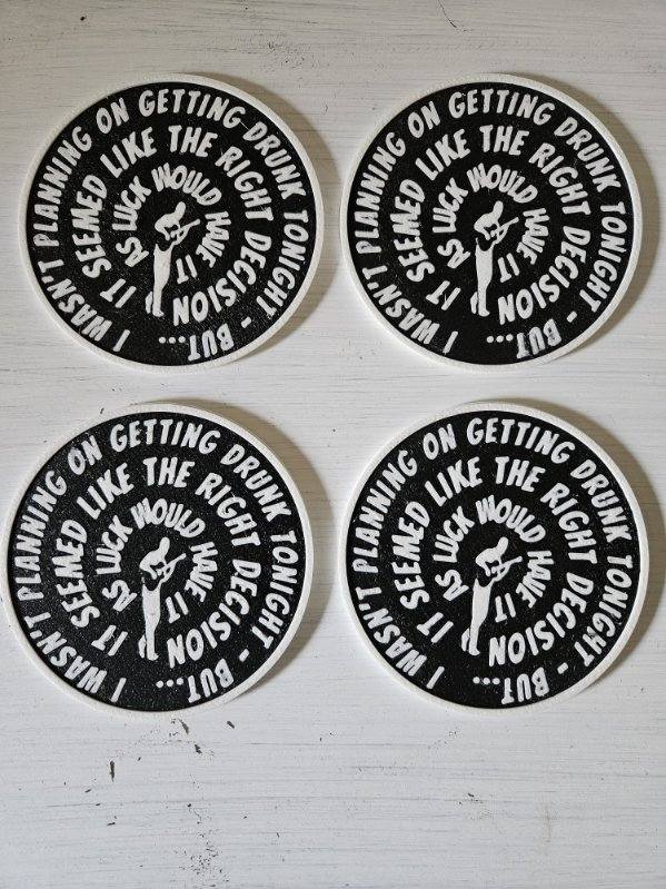 Dave Matthews Inspired 3D Printed Coaster Set with Holder | Set of 4 | Music Lover Gift | Home Bar Decor