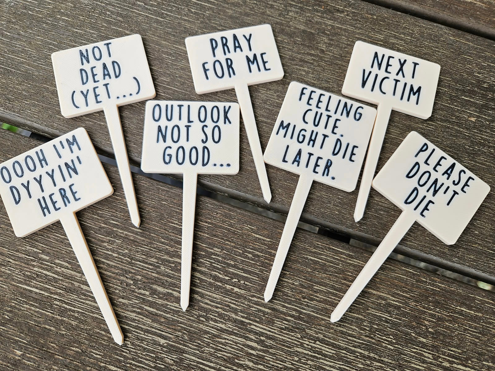 Funny Plant Markers | Set of 7 Sarcastic Plant Stakes | 3D Printed Indoor/Outdoor Plant Signs | Plant Lover Gift | Houseplant Decor