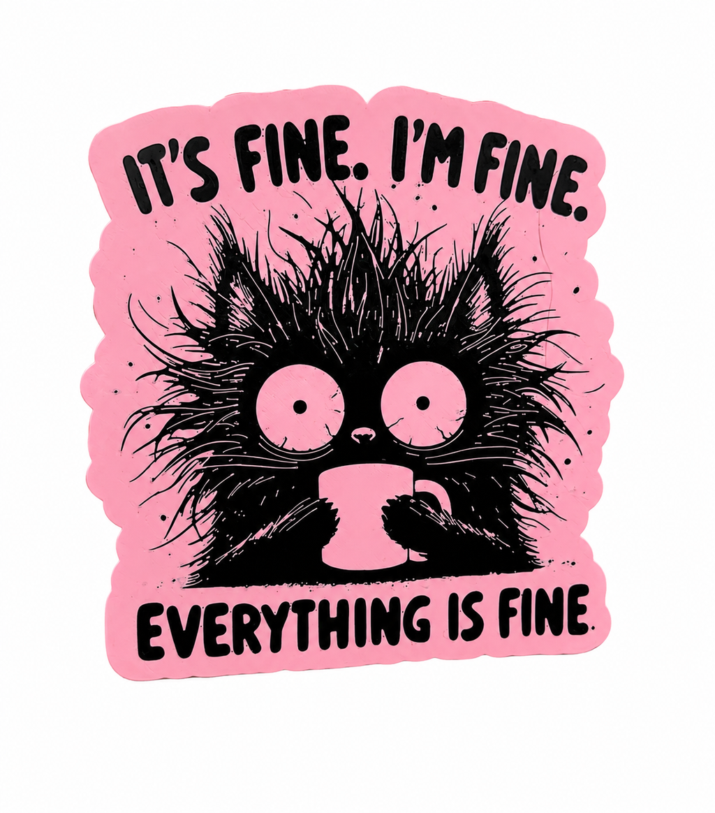 Funny Cat Hitch Cover – “It’s Fine. I’m Fine. Everything Is Fine.” Trailer Hitch Cover, Gift for Cat Lovers, Anxiety Humor