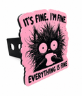 Funny Cat Hitch Cover – “It’s Fine. I’m Fine. Everything Is Fine.” Trailer Hitch Cover, Gift for Cat Lovers, Anxiety Humor