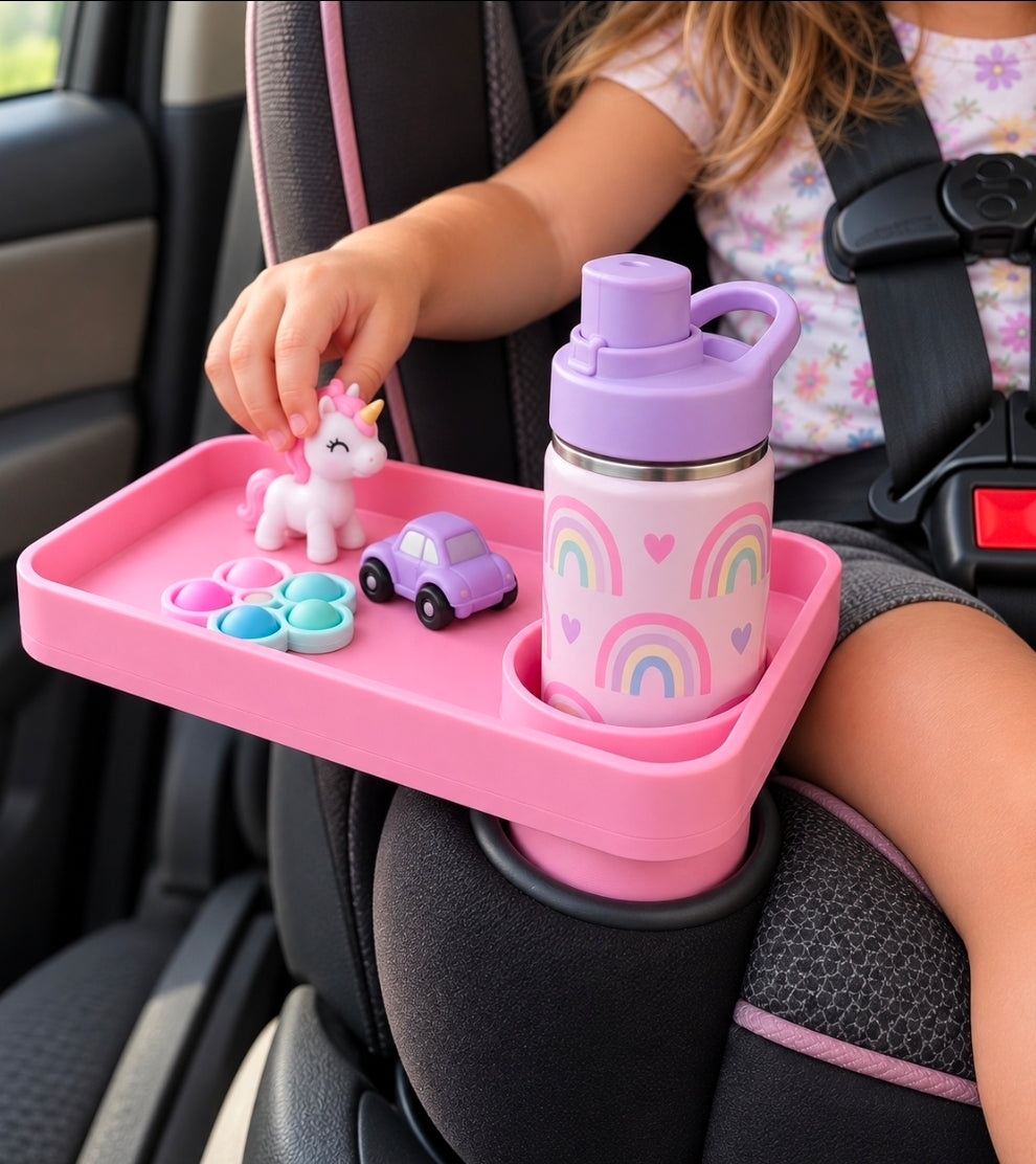 🚗 Kids Car Seat Cup Holder Tray | Travel Activity & Drink Tray