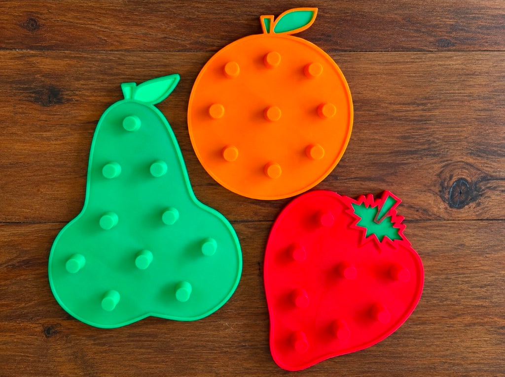 Fruit Pouch Cap Sorting Board Set | Set of 7 Fruit Boards