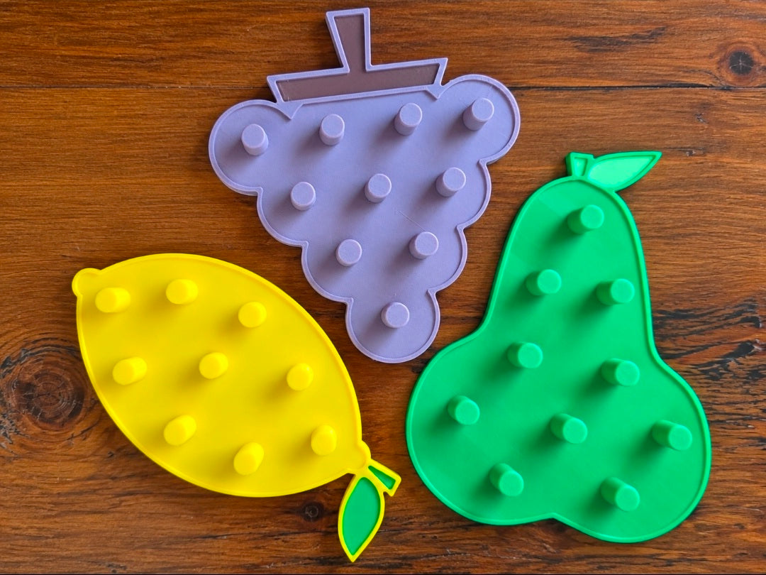 Fruit Pouch Cap Sorting Board Set | Set of 7 Fruit Boards